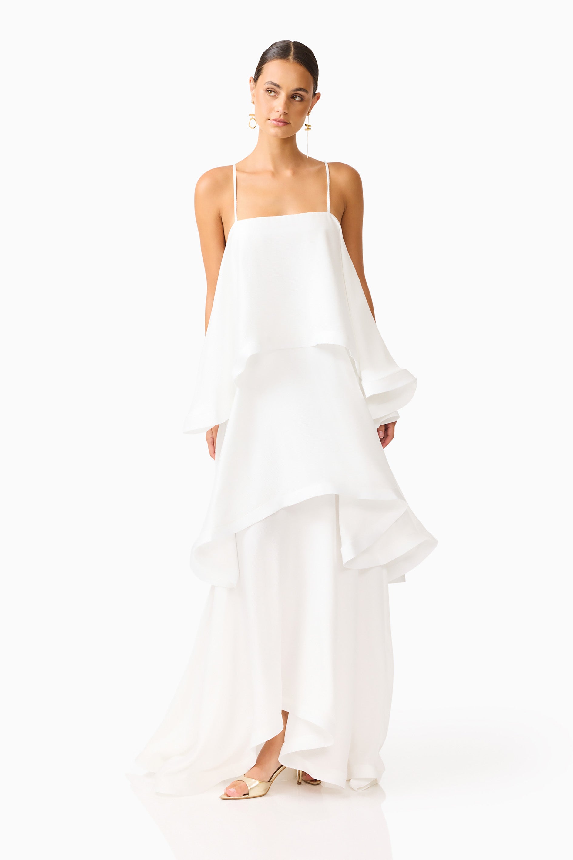 Tilly Tiered Maxi Dress in White