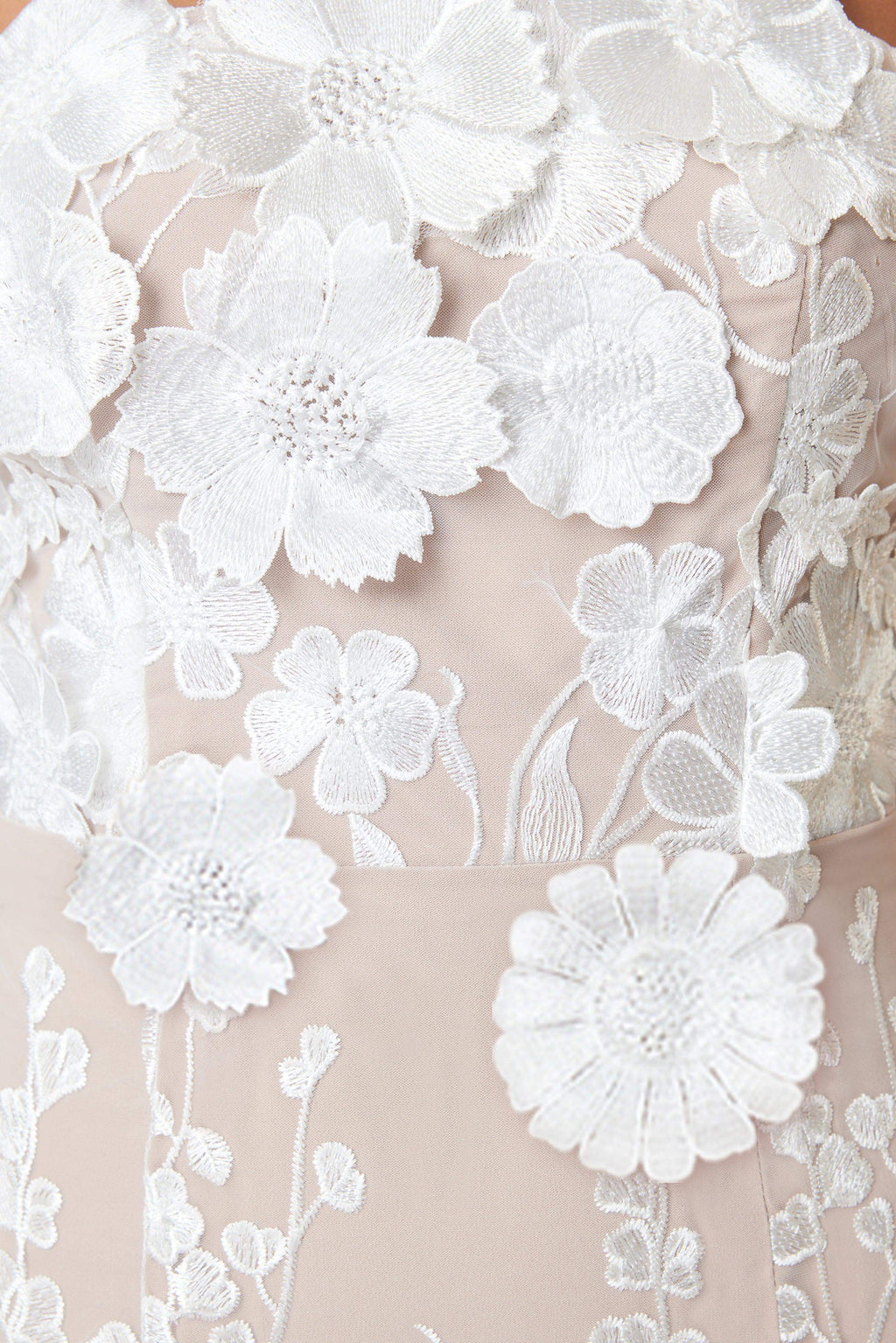 Perry Floral Embellished Mini Dress in White