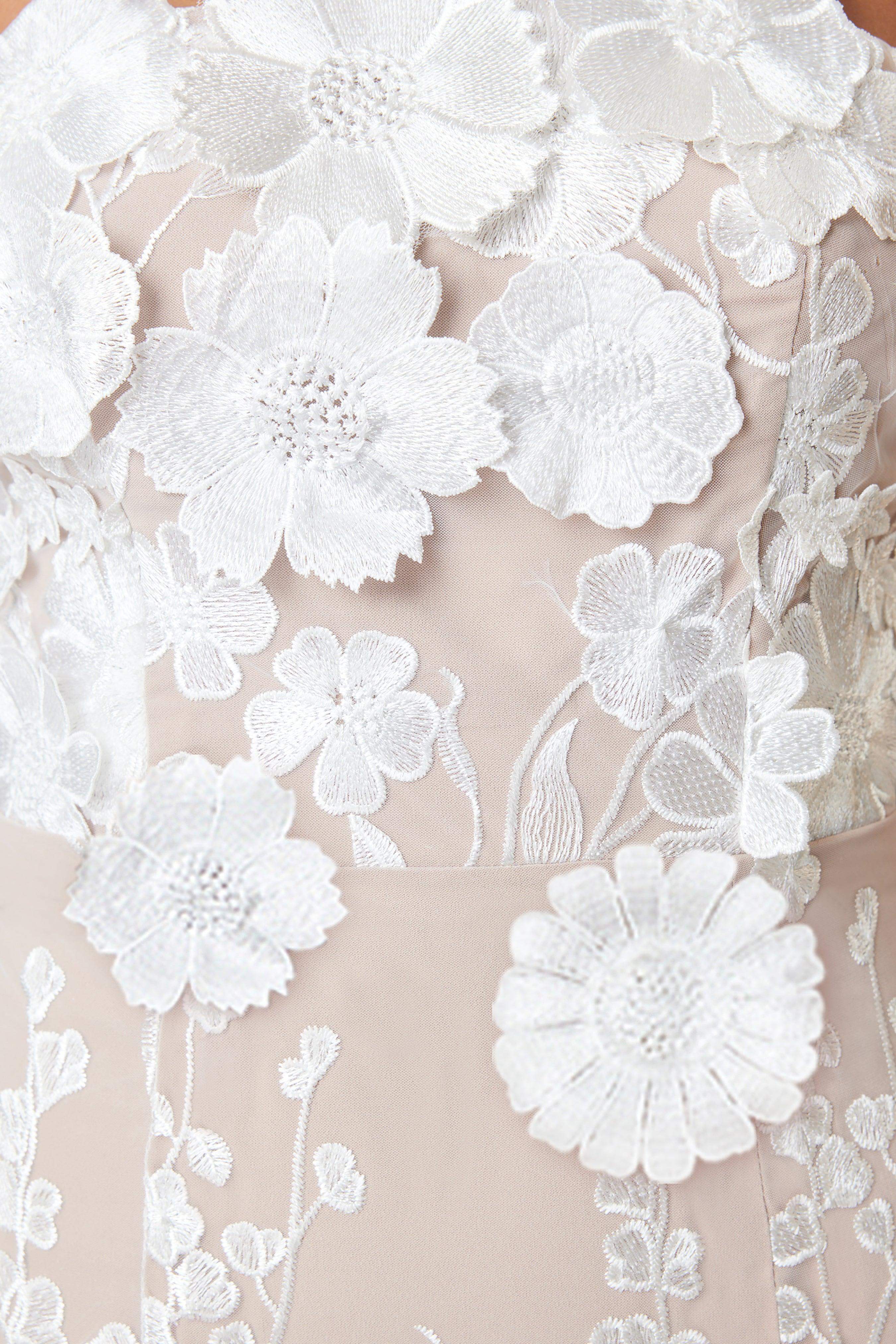 Perry Floral Embellished Mini Dress in White