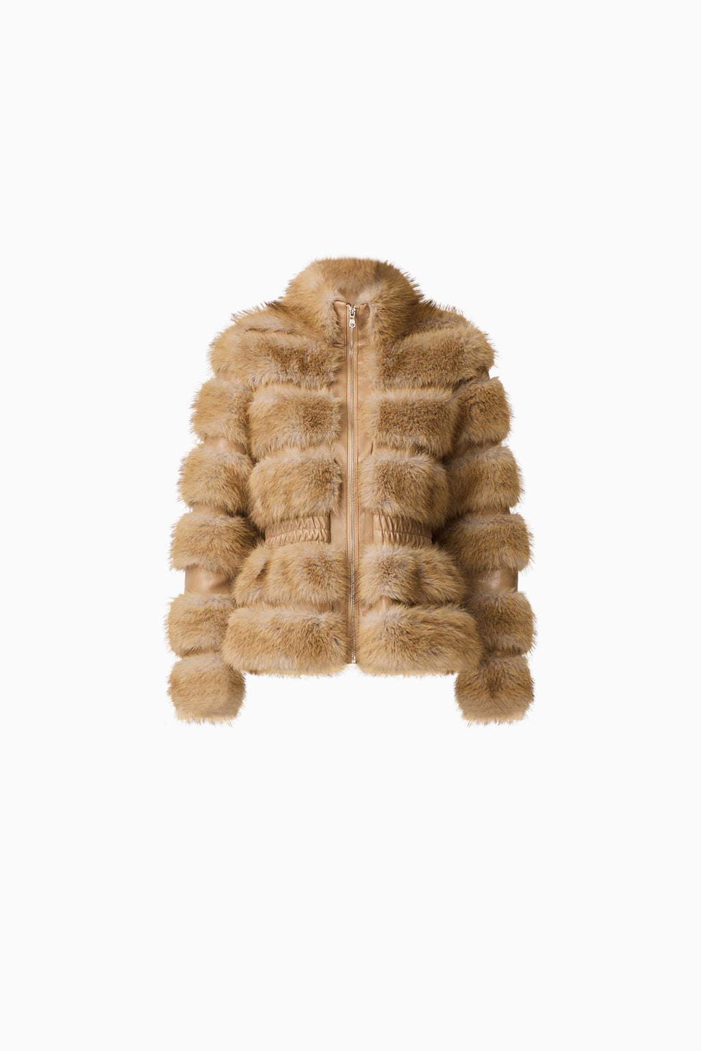 Aisling Faux Fur & Leather Jacket in Beige