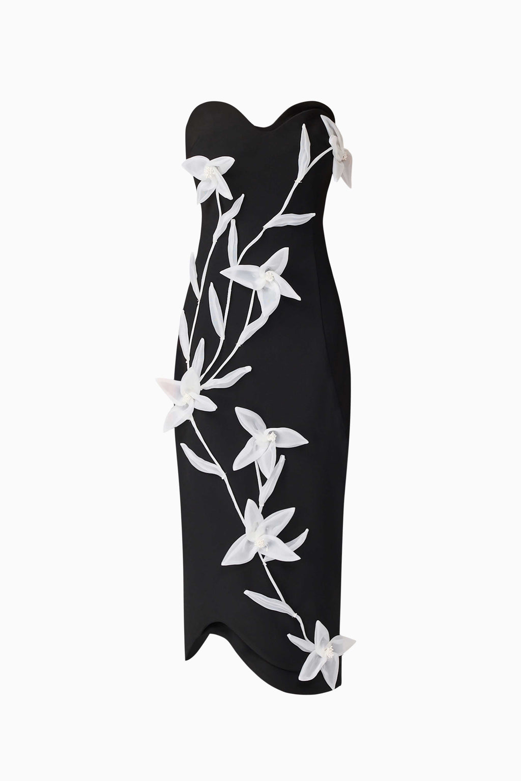 Ilaria Sweetheart Midi Dress in Black
