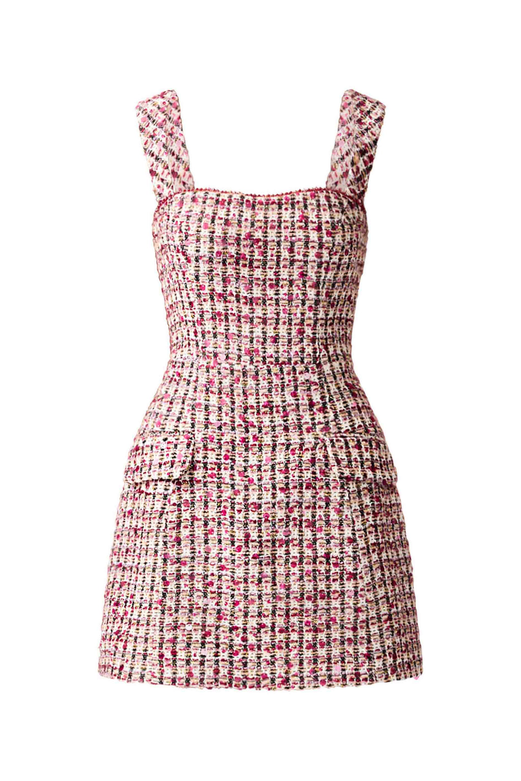 Bianca Tweed Mini Dress in Red