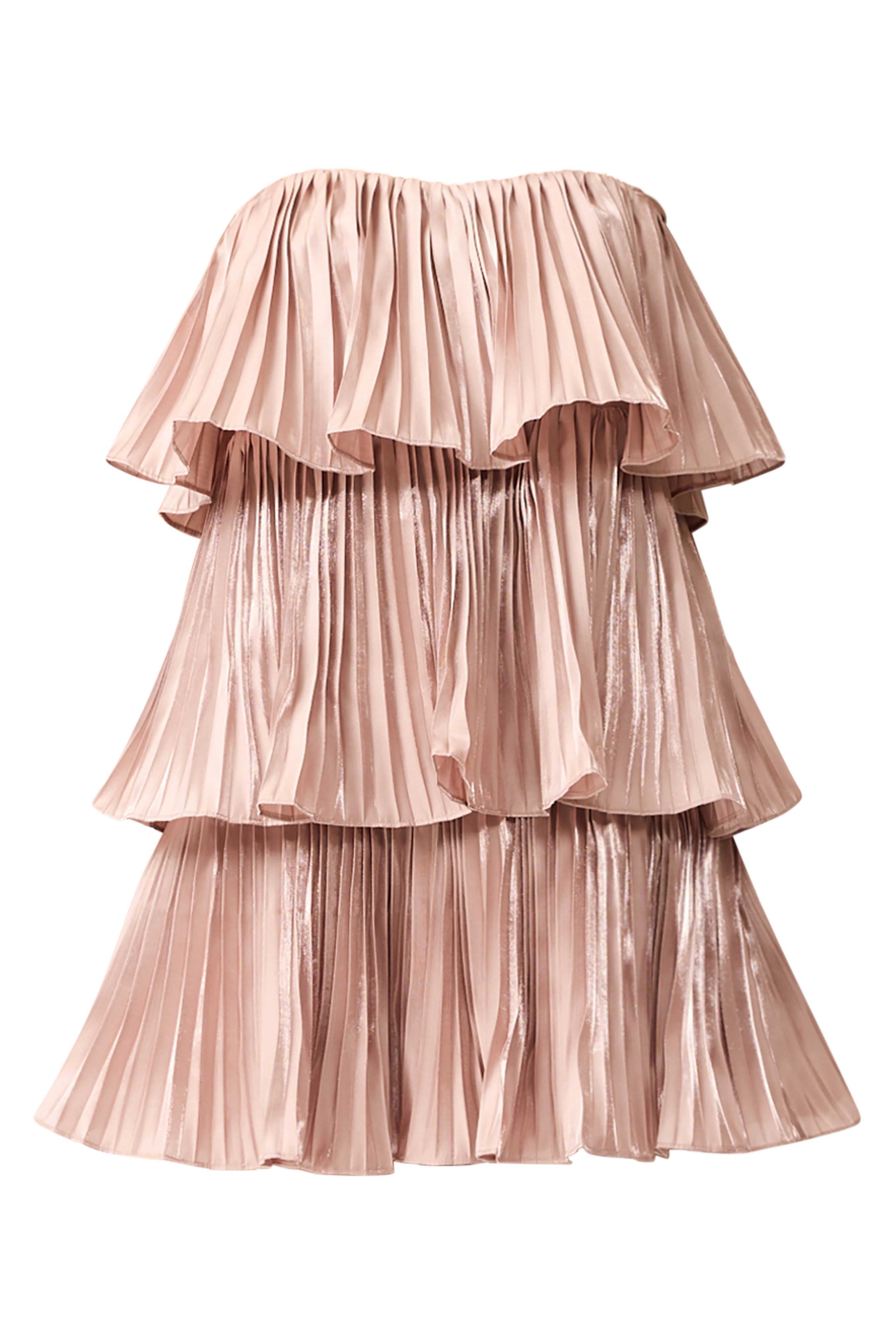 Lison Tiered Strapless Mini Dress in Pink
