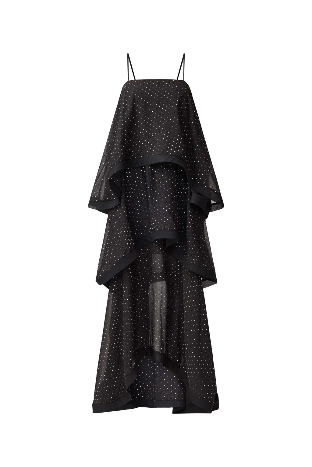 Moss Tiered Embellished Gown in Black