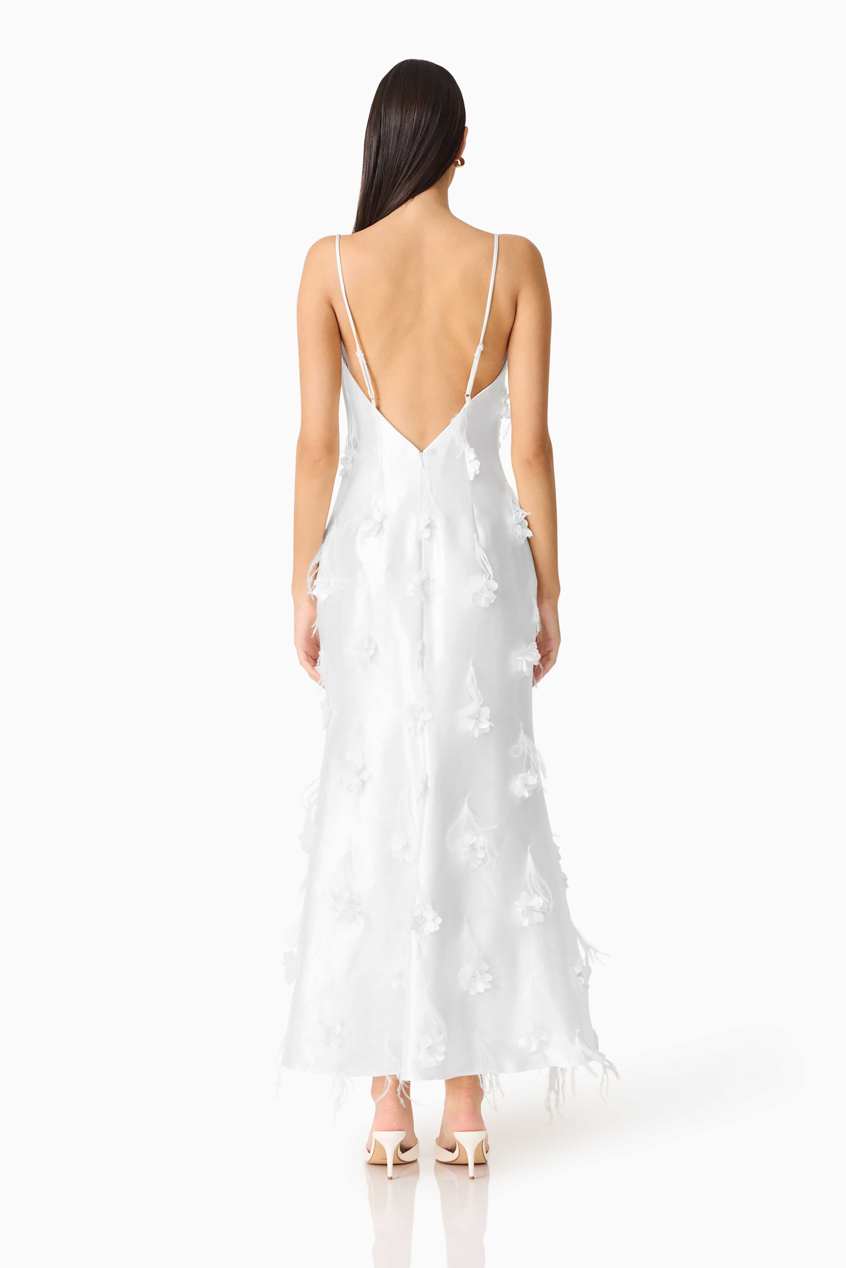 Lunaria Satin Maxi Dress In White