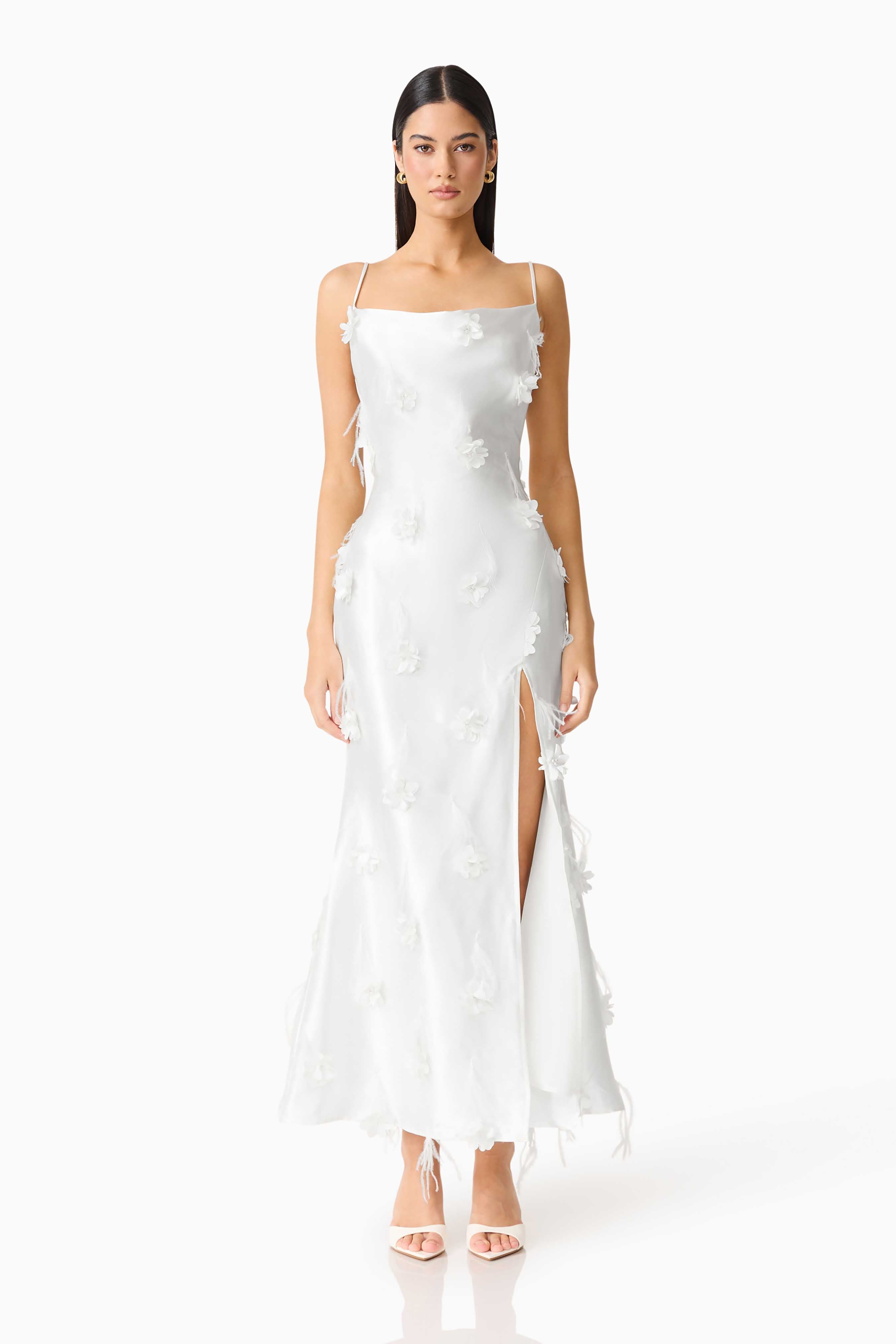 Lunaria Satin Maxi Dress In White