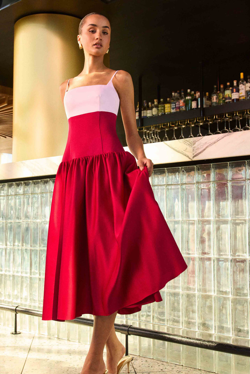 June A-Line Gown in Pink & Red