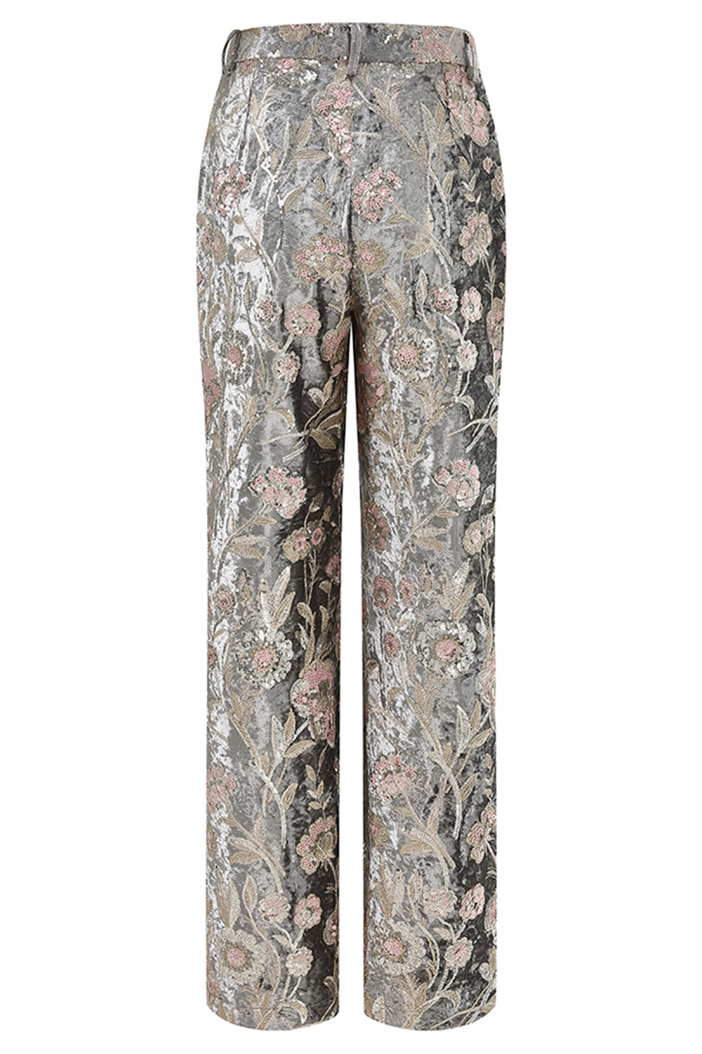 Sparkly Grey 2 Piece Floral Peak Lapel Women Prom Suit