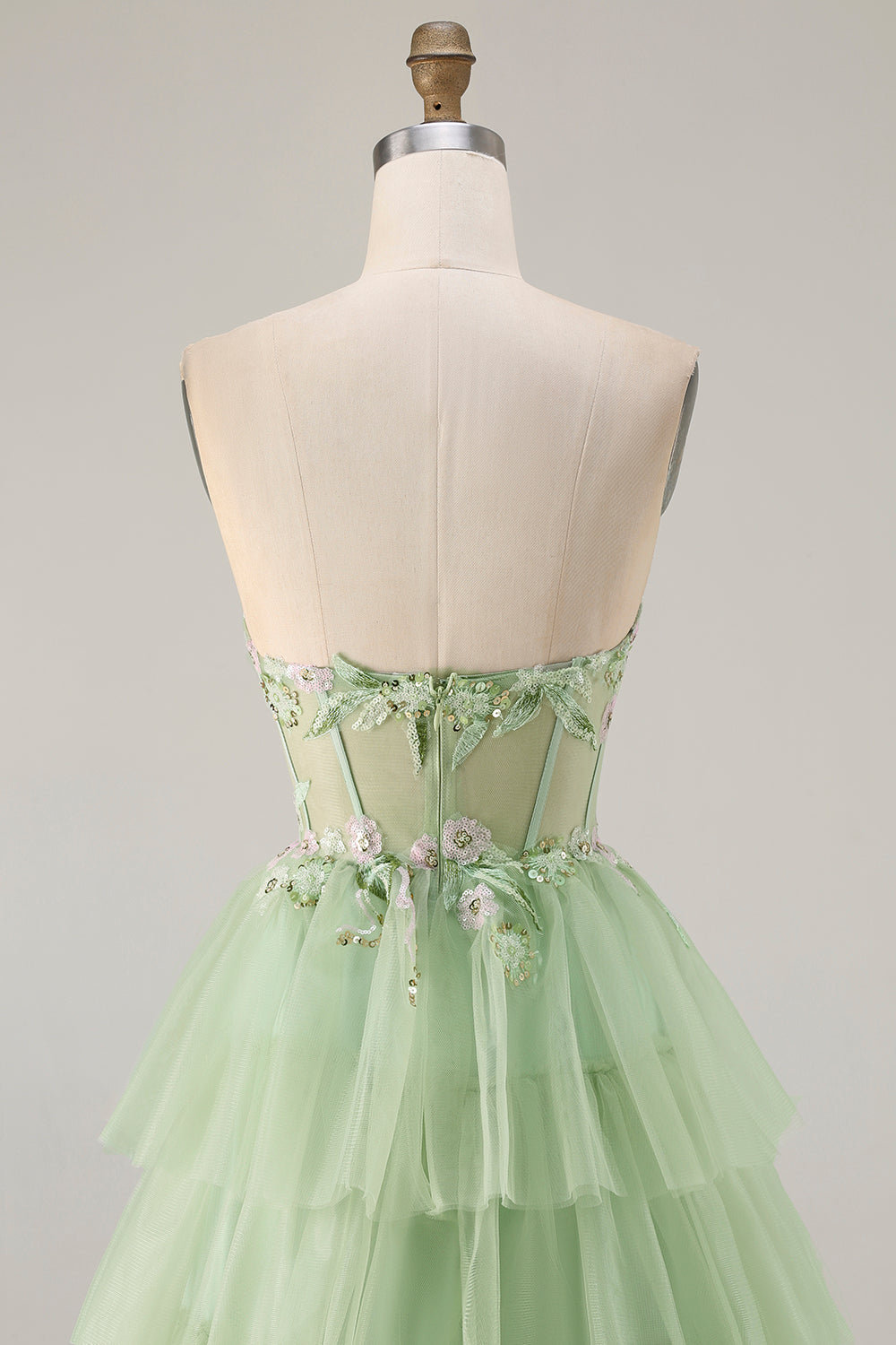 Fuchsia Strapless Tiered A-Line Corset Prom Dress With Slit
