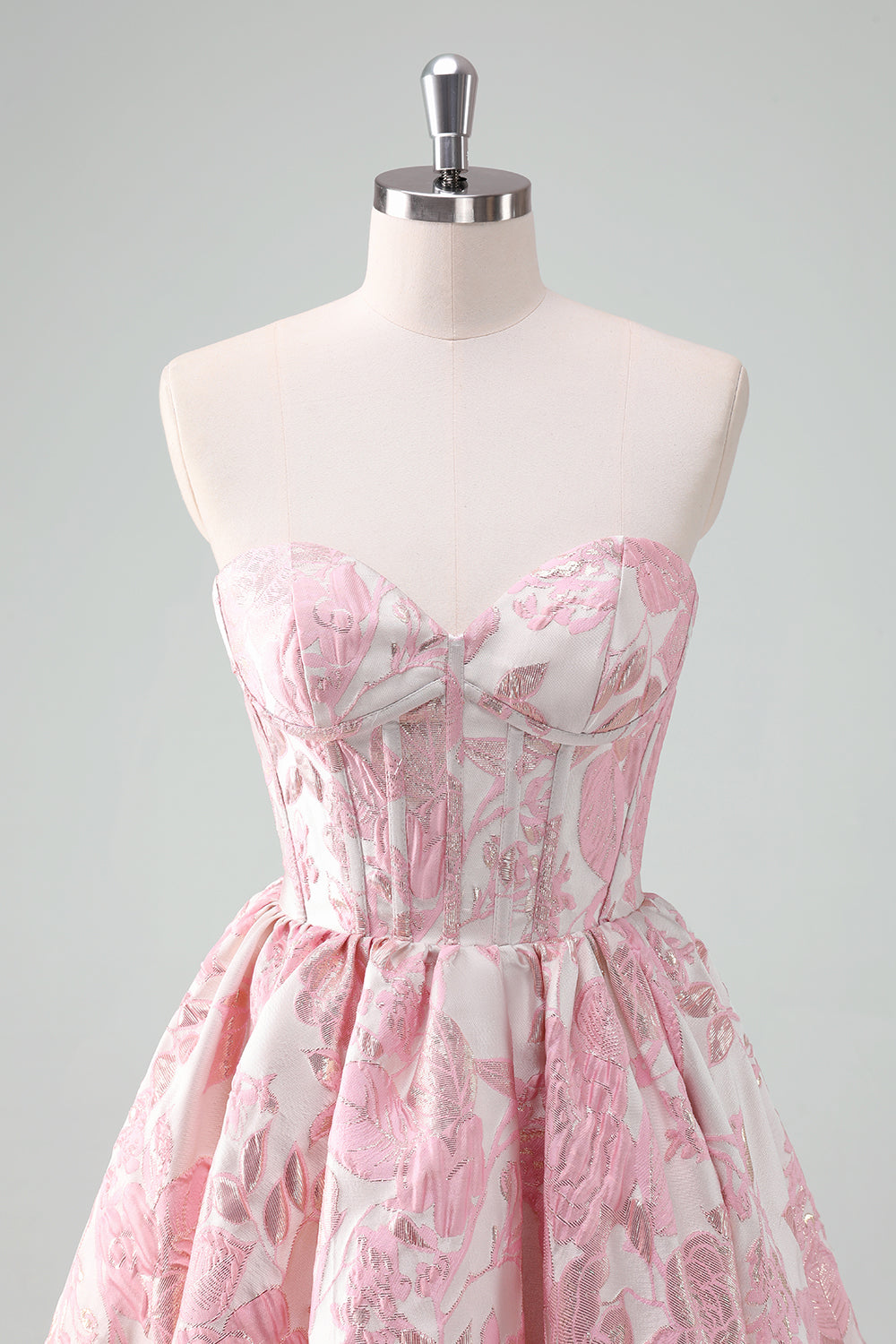 Blue Floral Strapless A-Line Corset Homcoming Dress