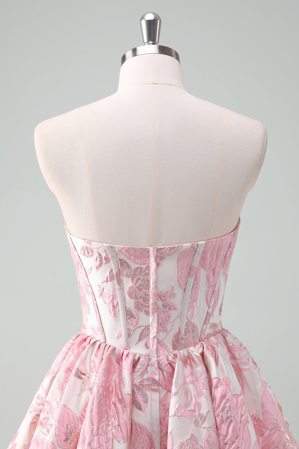 Blue Floral Strapless A-Line Corset Homcoming Dress