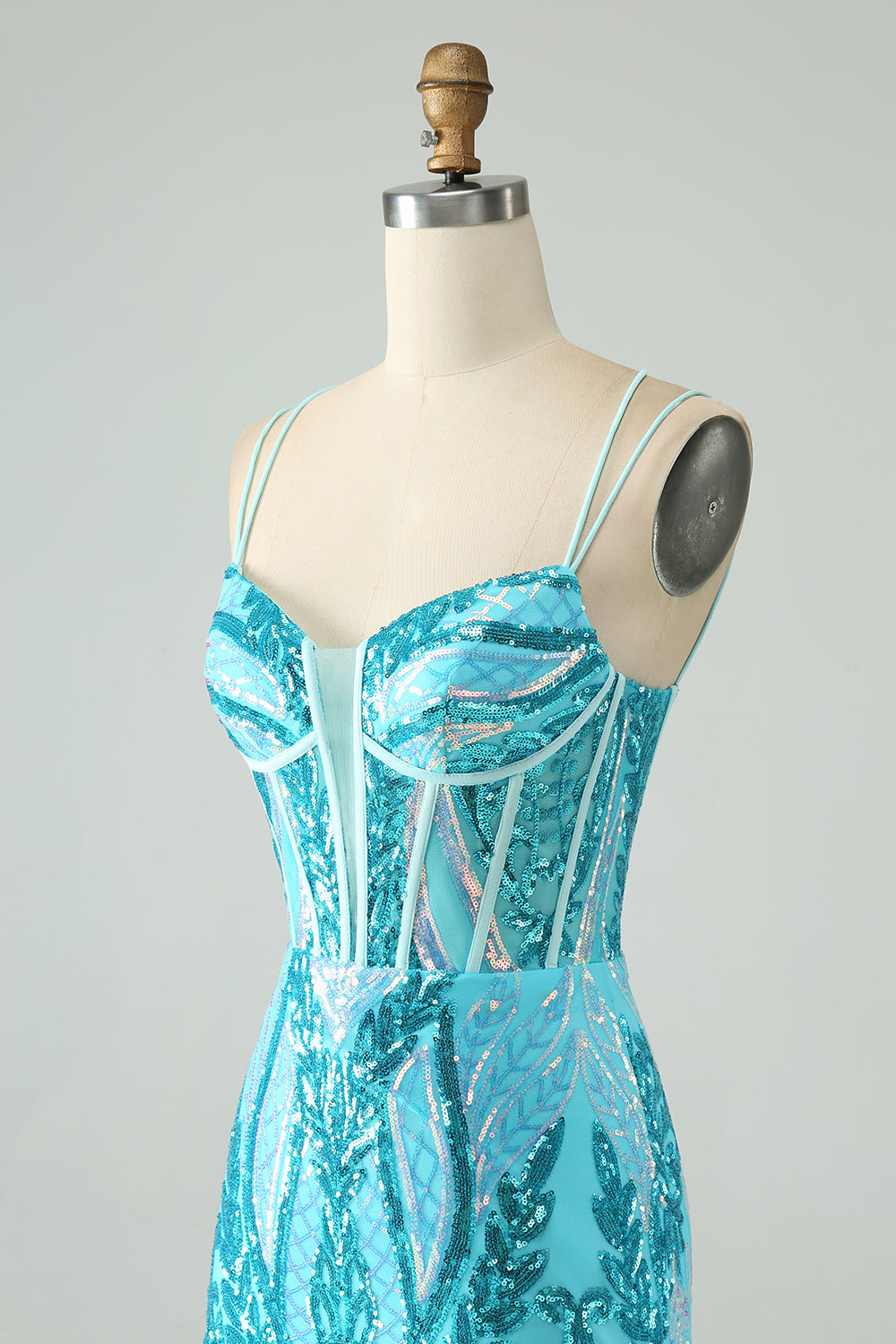 Sparkly Green Corset Tight Homecoming Dress with Lace-up Back