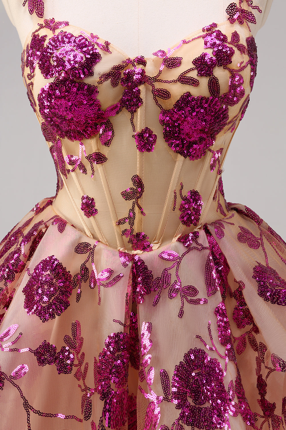 Cute A-Line Corset Sequin White Homecoming Dress