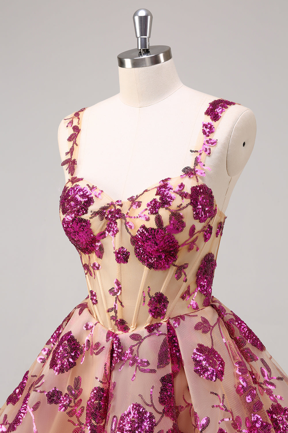 Cute A-Line Corset Sequin White Homecoming Dress