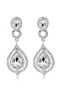 Bridal Wedding White Crystal Teardrop Pendant Earrings