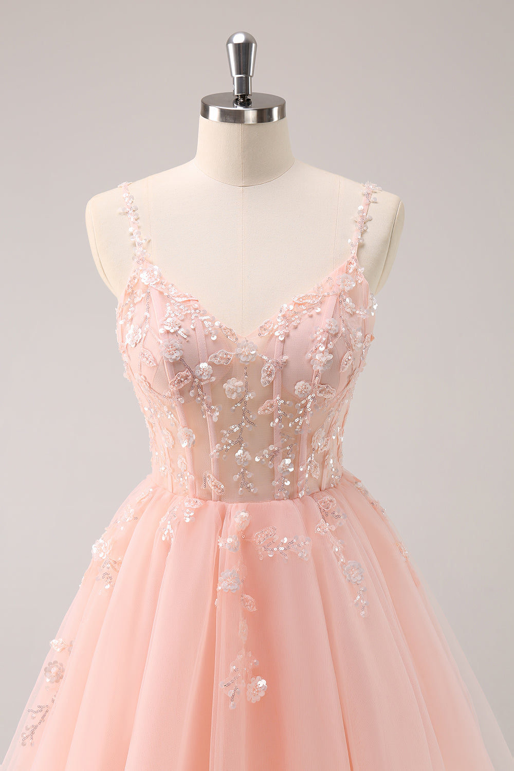 Cute A Line Blush Sequined Corset Homecoming Dress