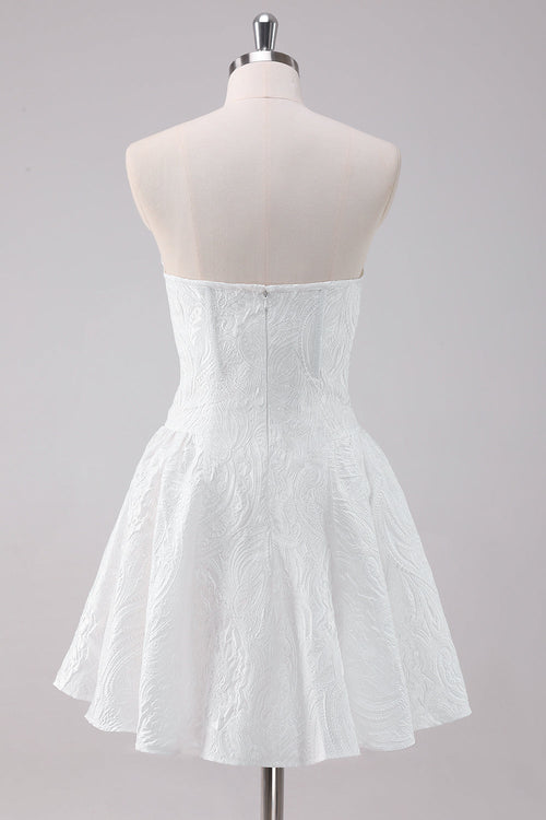 Simple White A-Line Strapless Mini Dress