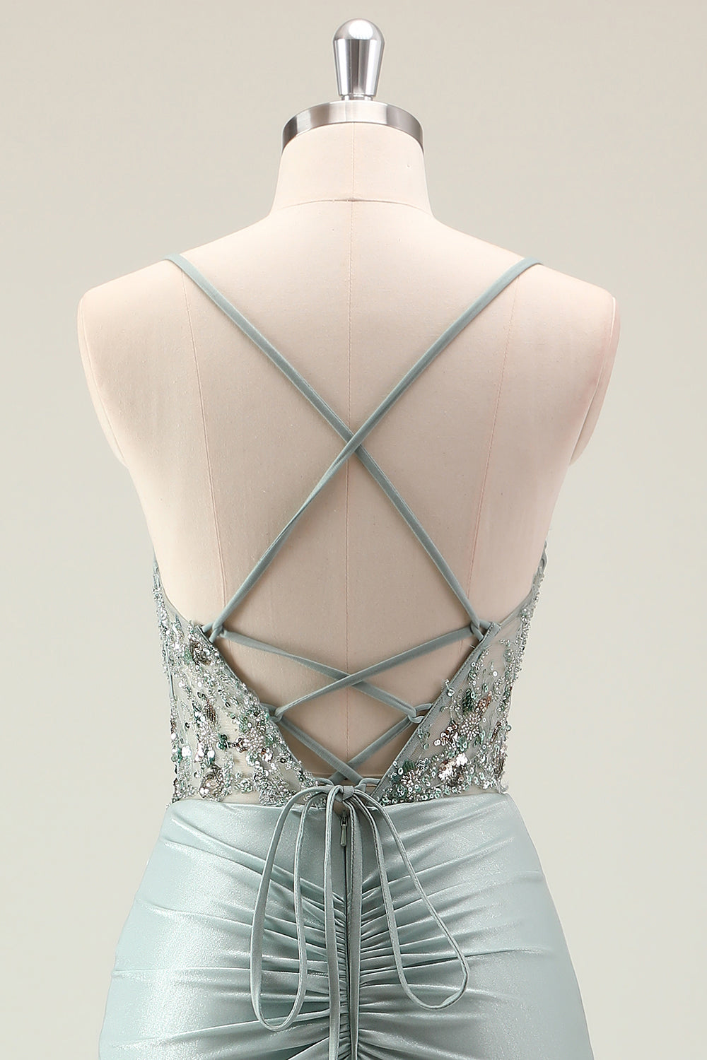 Dark Navy Ruched Mermaid Sequined Prom Dress with Slit