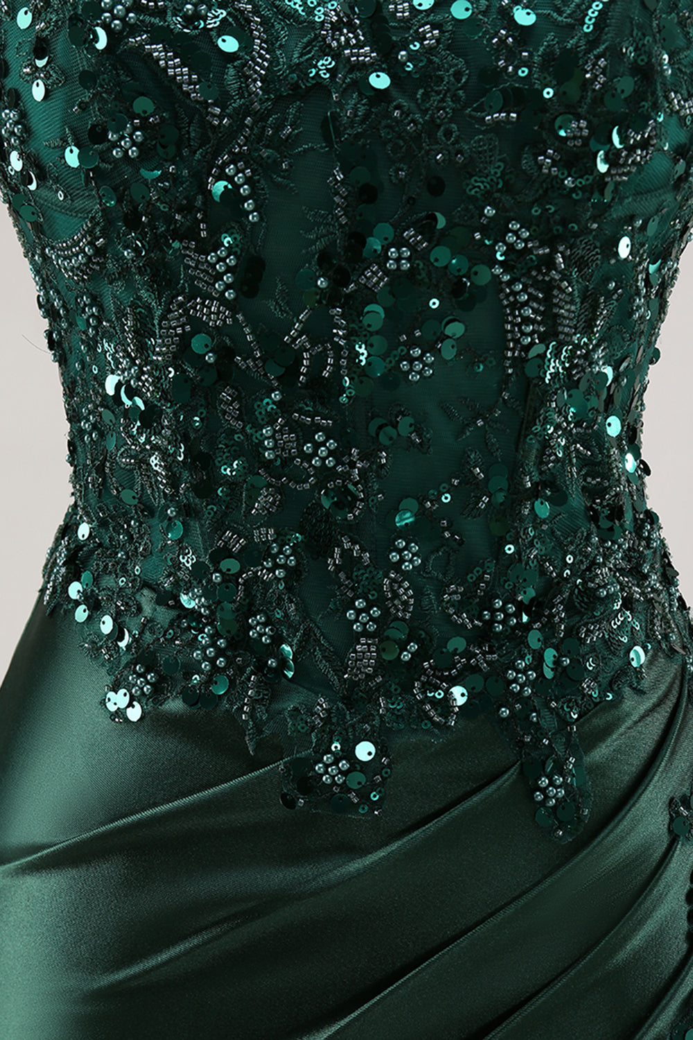 Burgundy Beaded Strapless Mermaid Prom Dress with Slit