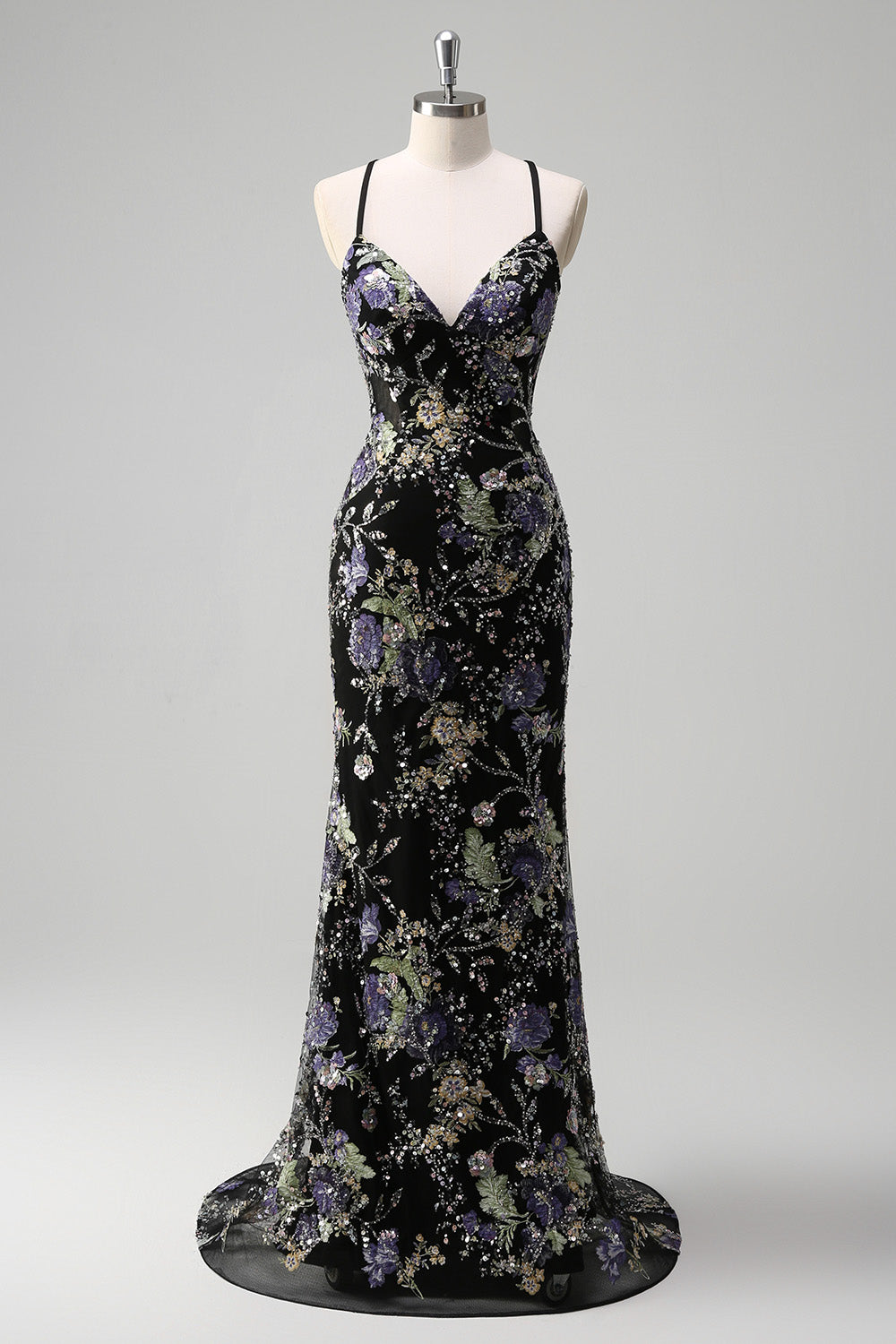 Mermaid Appliqued Blue Prom Dress with Sequins