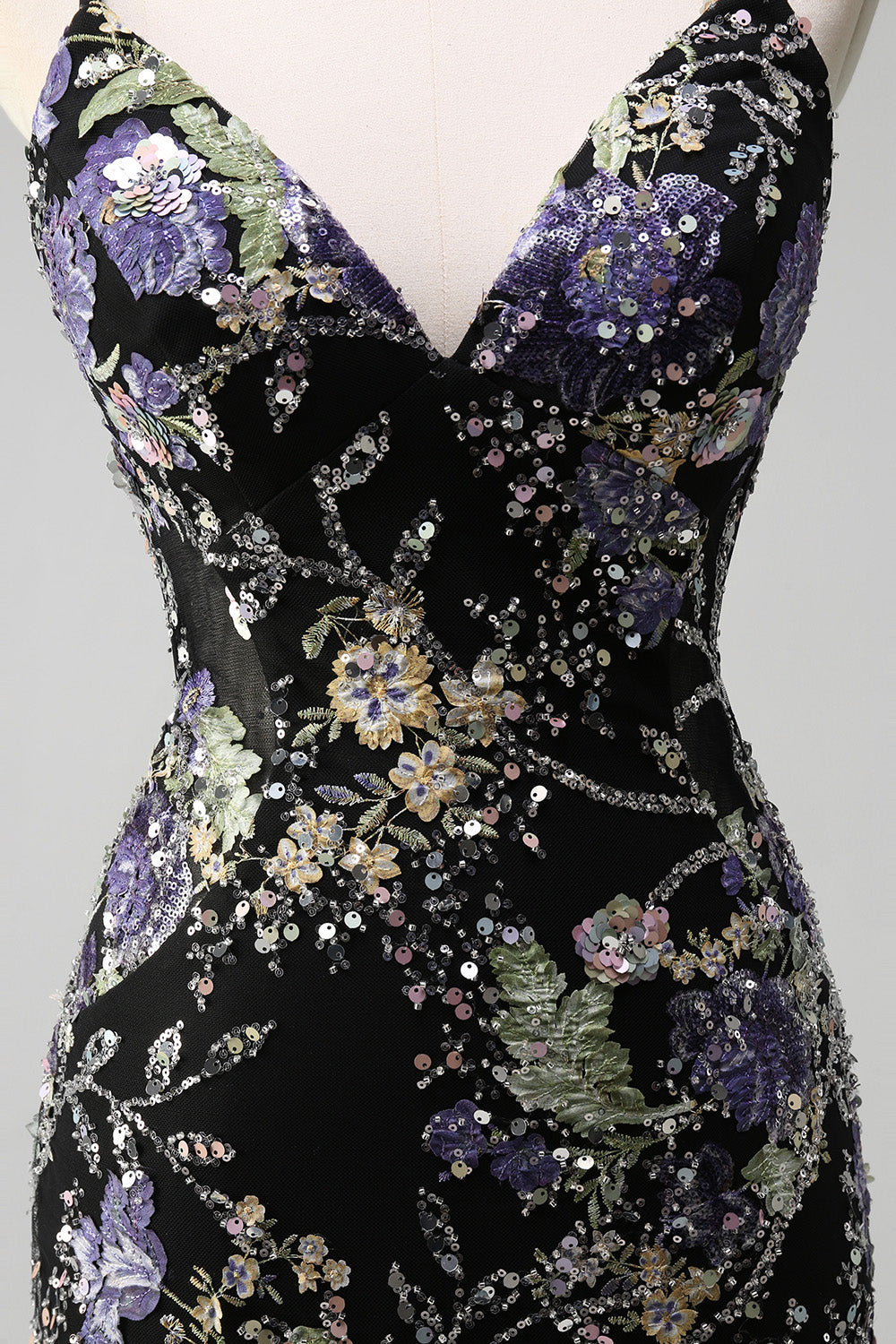 Mermaid Appliqued Blue Prom Dress with Sequins