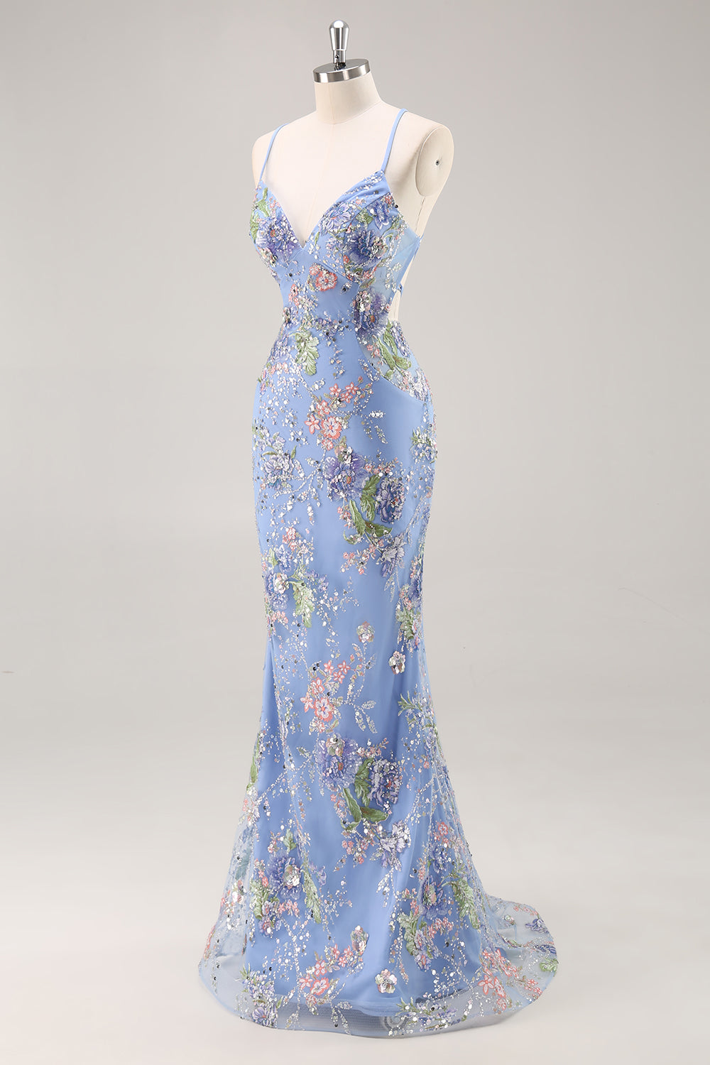 Sparkly Lilac Mermaid Appliqued Prom Dress with Sequins