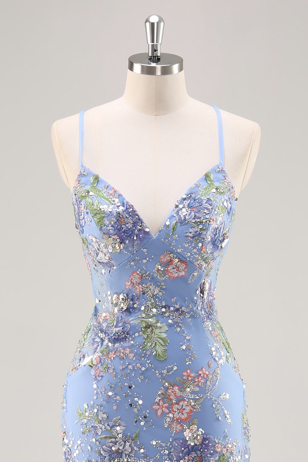 Mermaid Appliqued Blue Prom Dress with Sequins