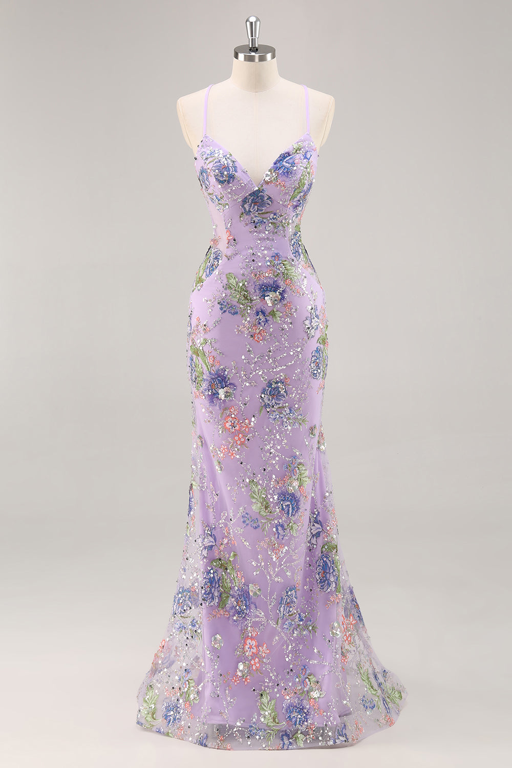 Mermaid Appliqued Blue Prom Dress with Sequins