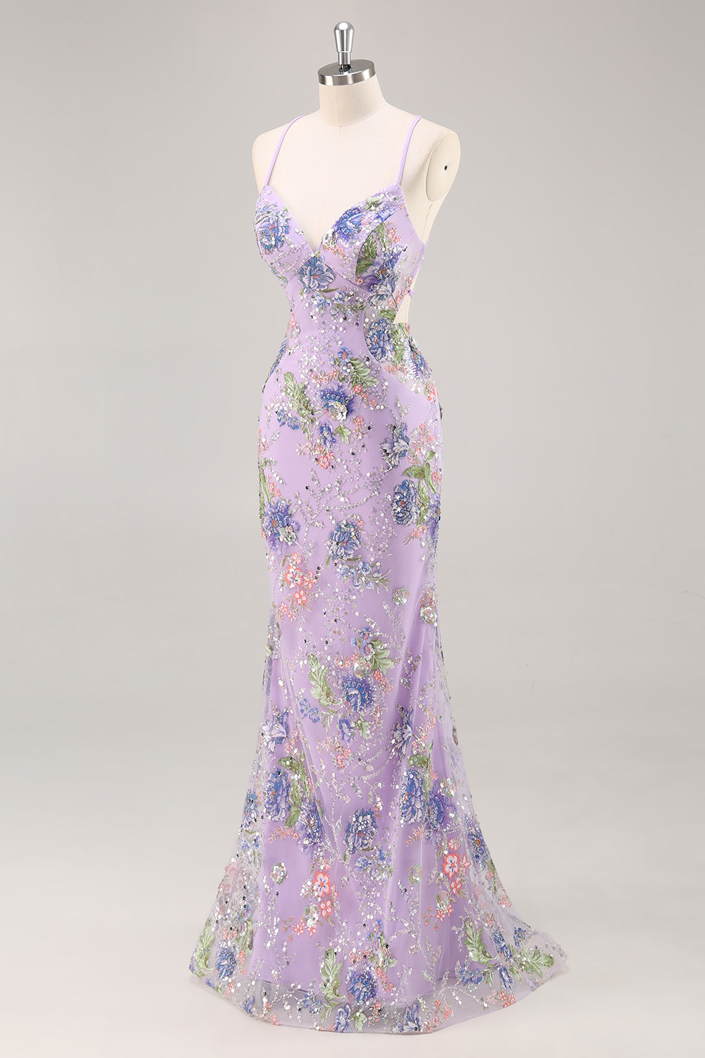Mermaid Appliqued Blue Prom Dress with Sequins