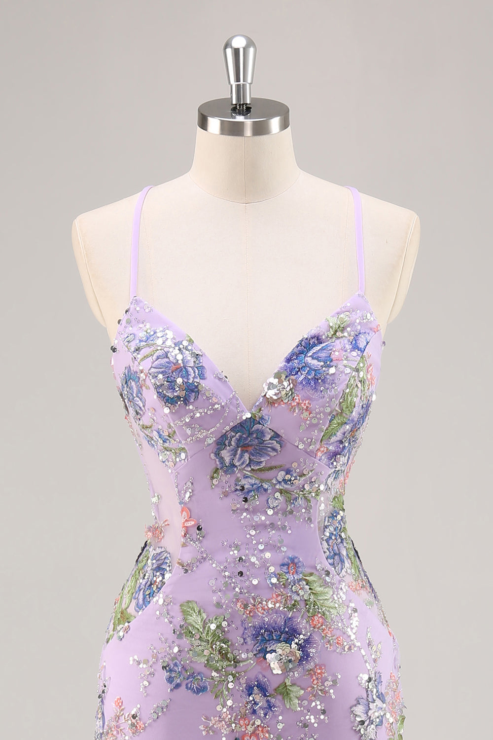 Sparkly Lilac Mermaid Appliqued Prom Dress with Sequins