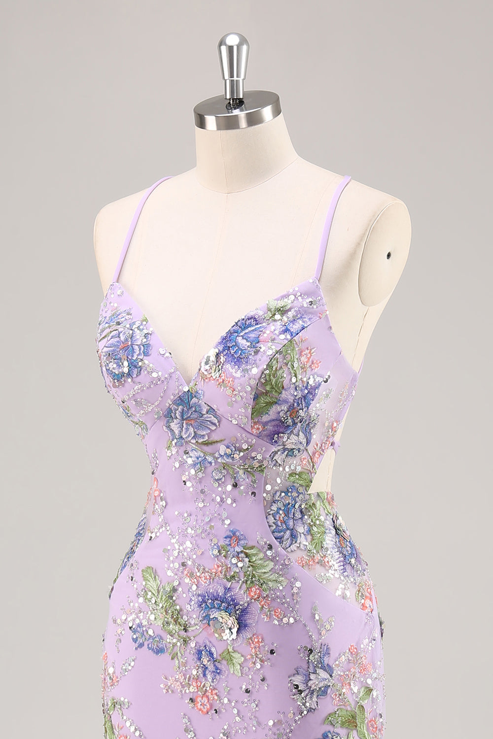Sparkly Lilac Mermaid Appliqued Prom Dress with Sequins