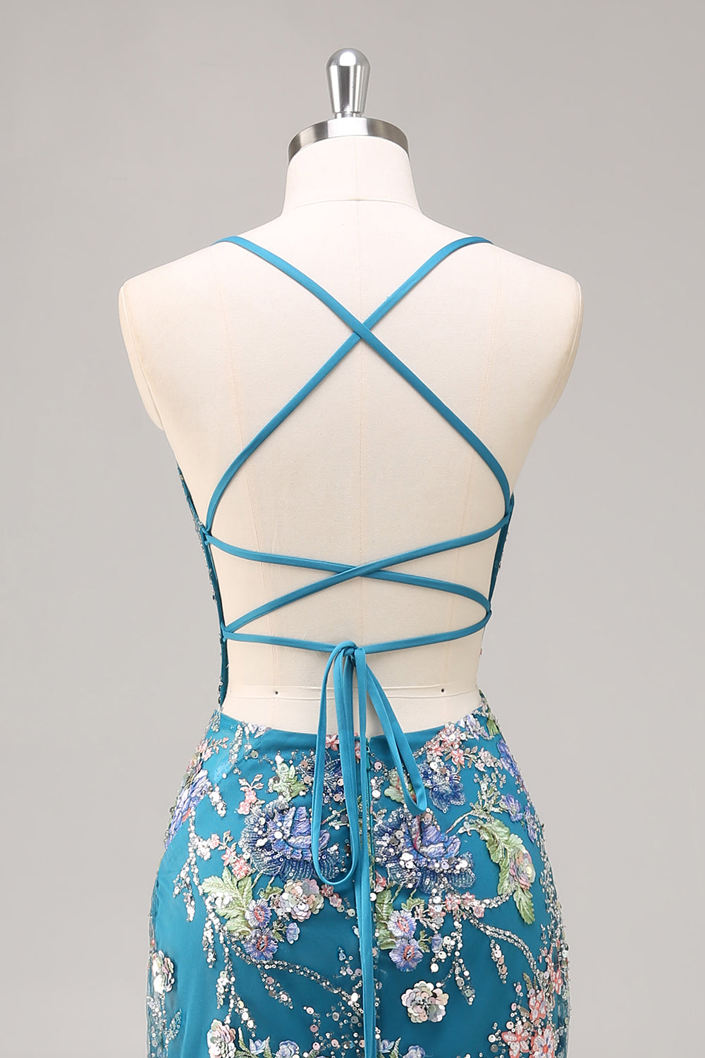 Mermaid Appliqued Blue Prom Dress with Sequins