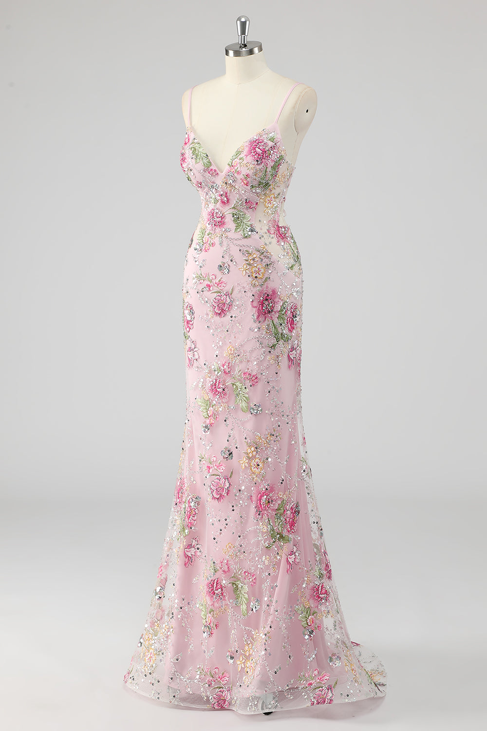 Sparkly Lilac Mermaid Appliqued Prom Dress with Sequins