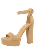 Khaki Chunky High Heel Sandals