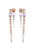 Champagne Crystal Colorful Tassel Stud Alloy Earring