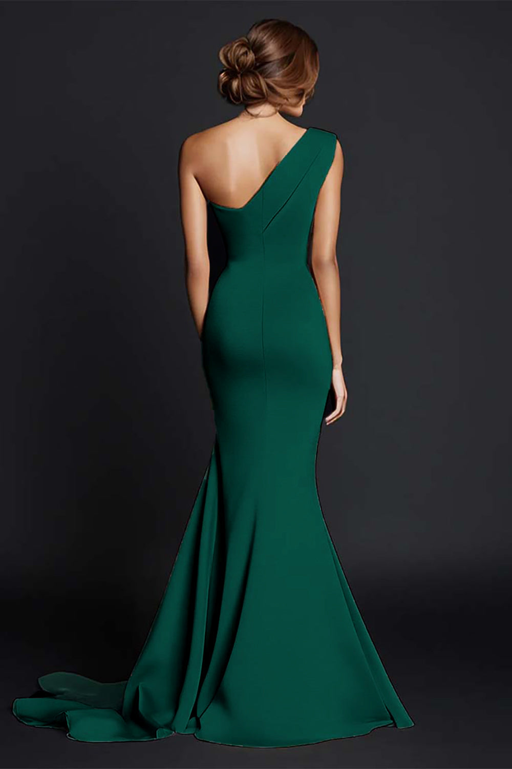 One Shoulder Mermaid Khaki Formal Dress