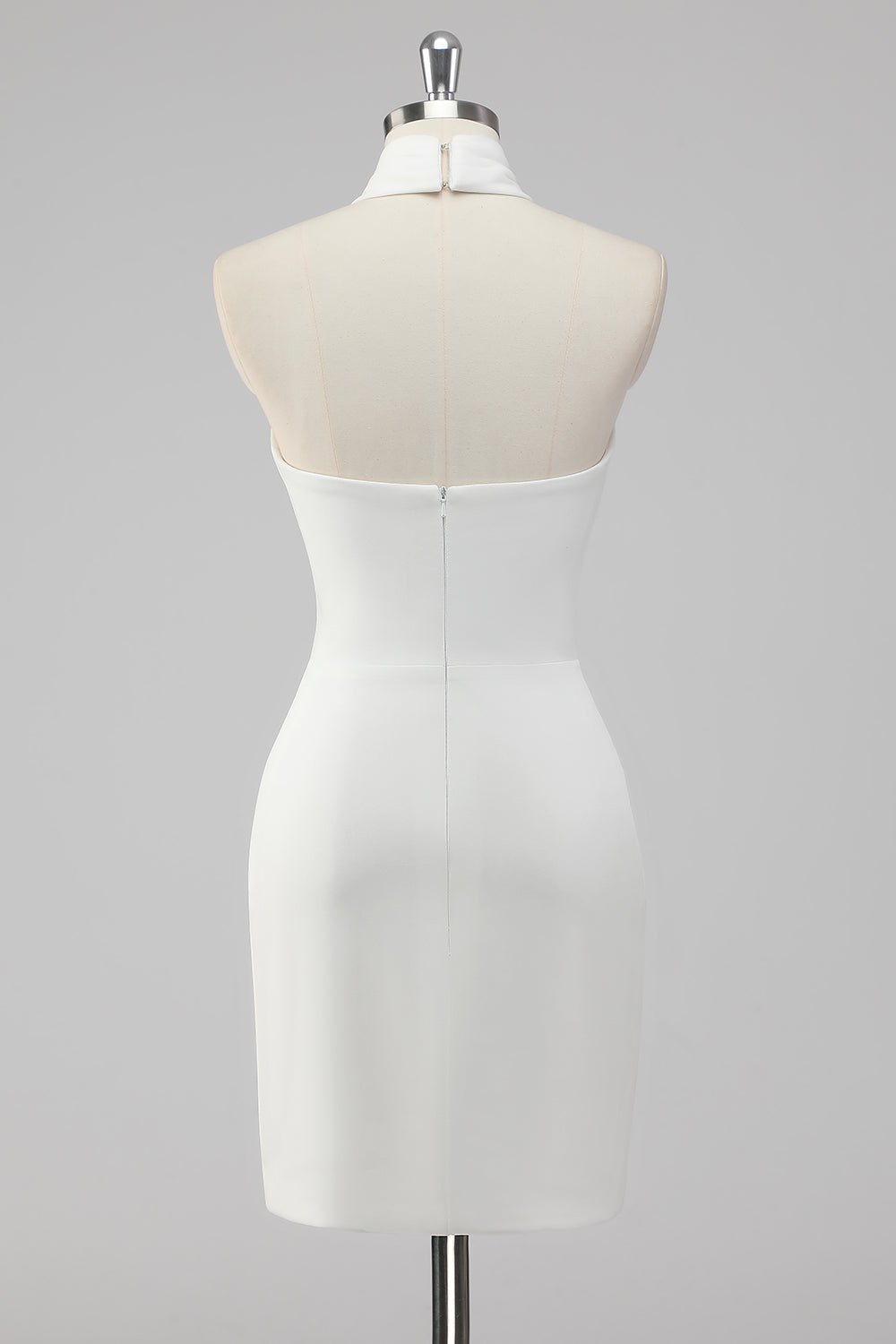 White Halter Short Tight Graduation Dress