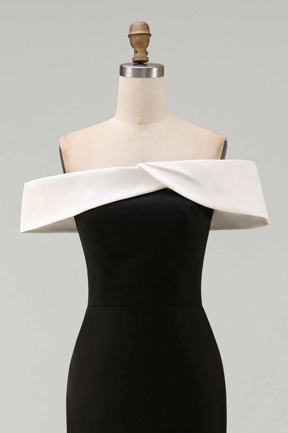 Off the Shoulder Black Matte Satin Mermaid Formal Dress
