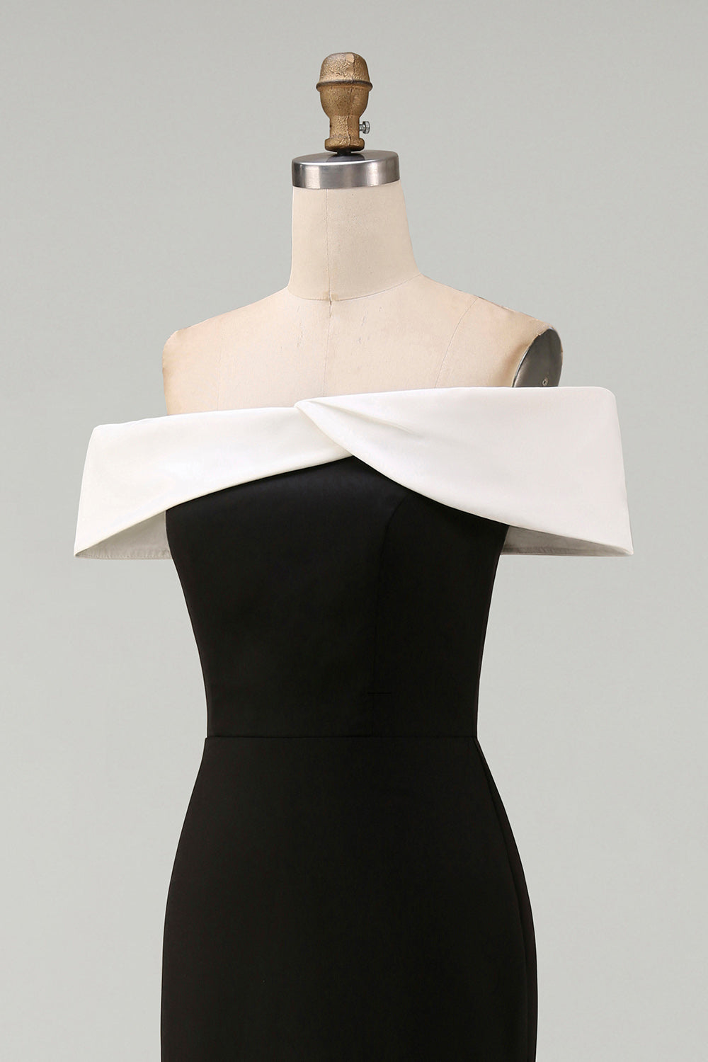 Off the Shoulder Black Matte Satin Mermaid Formal Dress