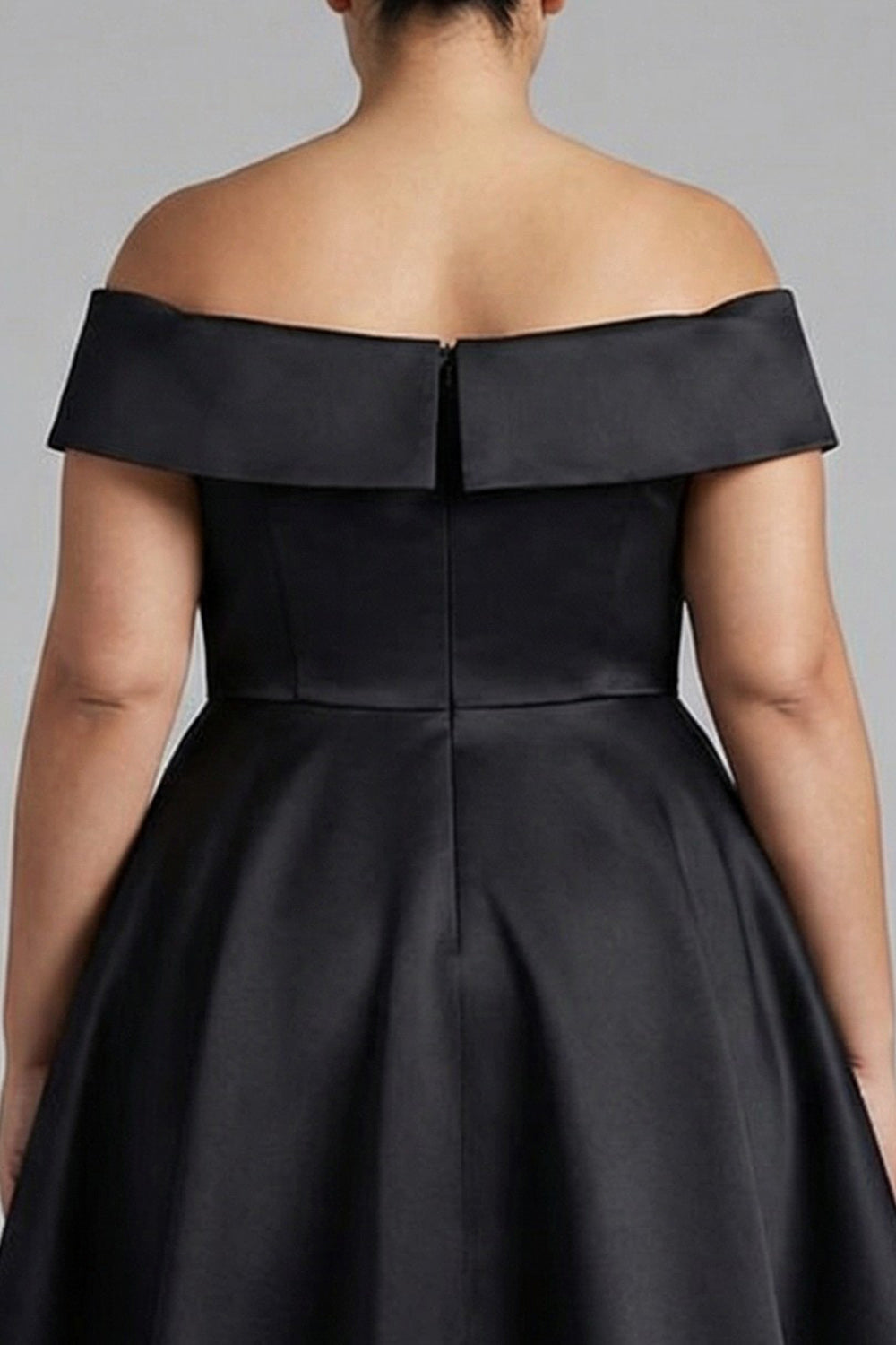 Off the Shoulder Black A Line Ruffled Plus Size Formal Dress