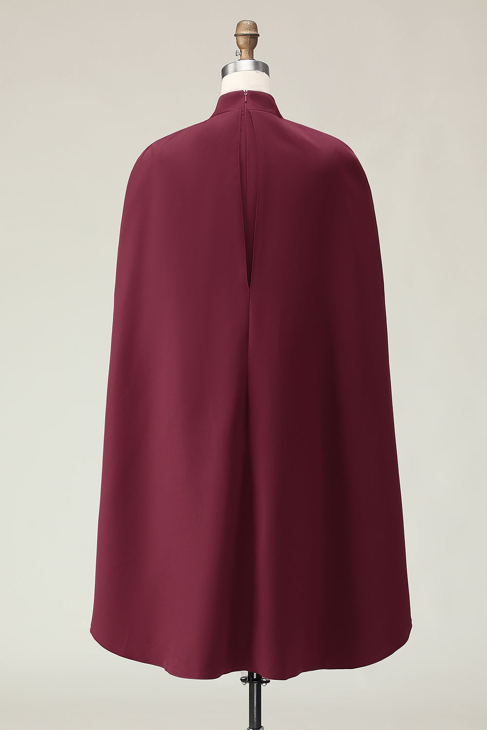 Burgundy Sheath High Neck Midi Formal Dress With Shawl