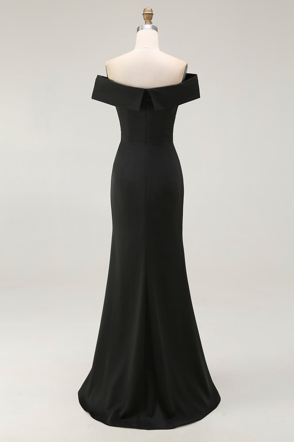 Off The Shoulder Mermaid Long Black Tie Dress With Slit