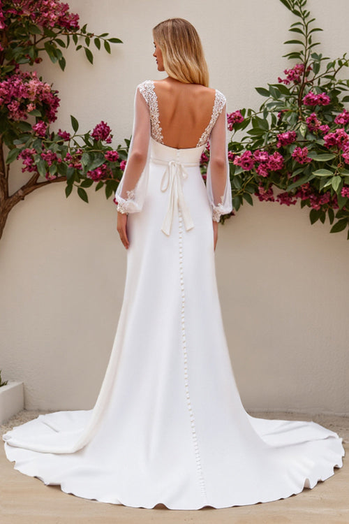 Mermaid Long Sleeve Ivory Wedding Dress