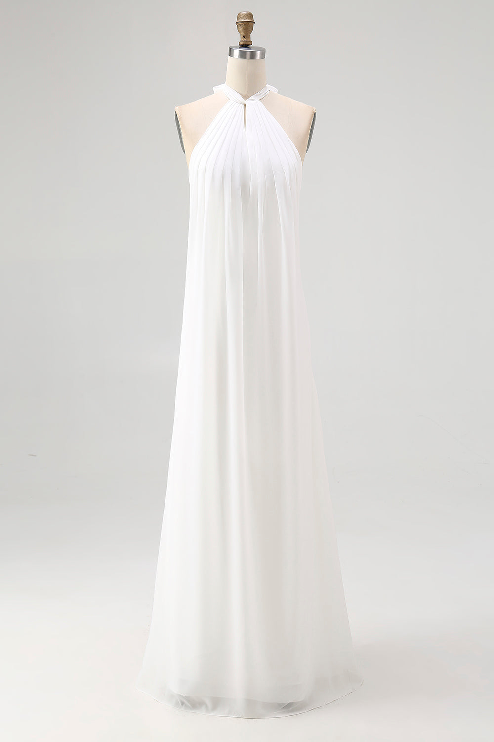 Simple White Halter A Line Chiffon Engagement Dress