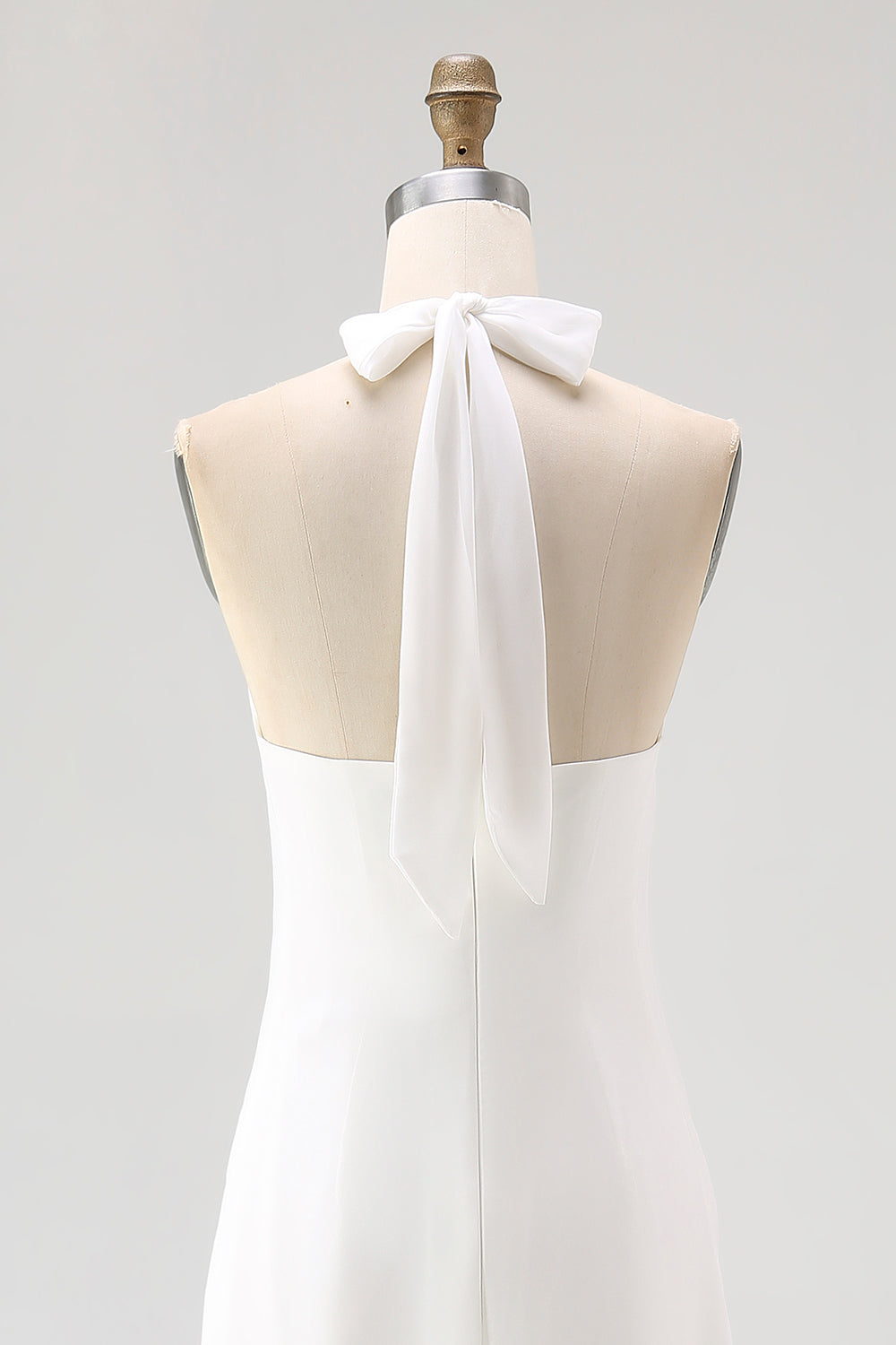 Halter White A-Line Maxi Engagement Dress