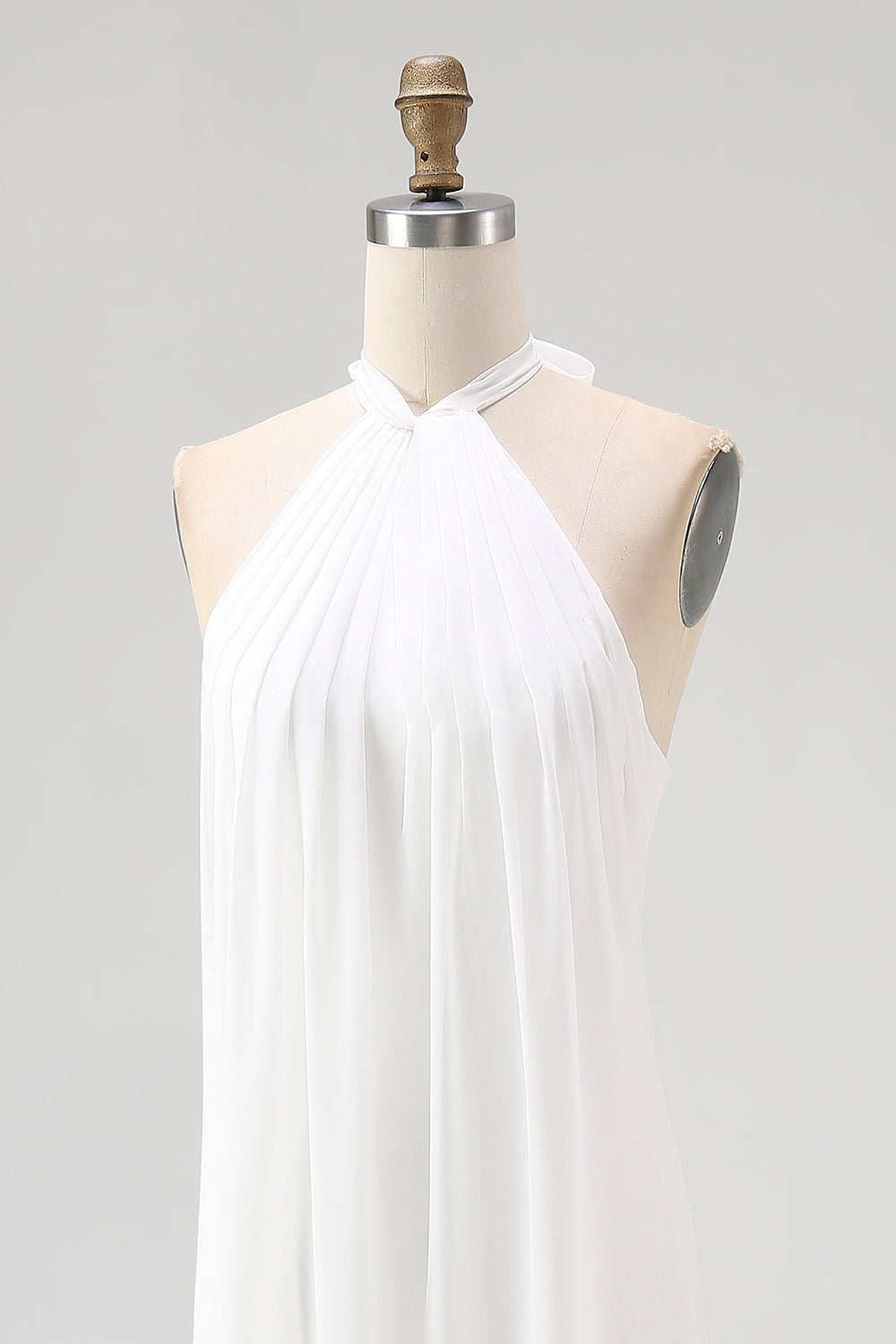 Halter White A-Line Maxi Engagement Dress