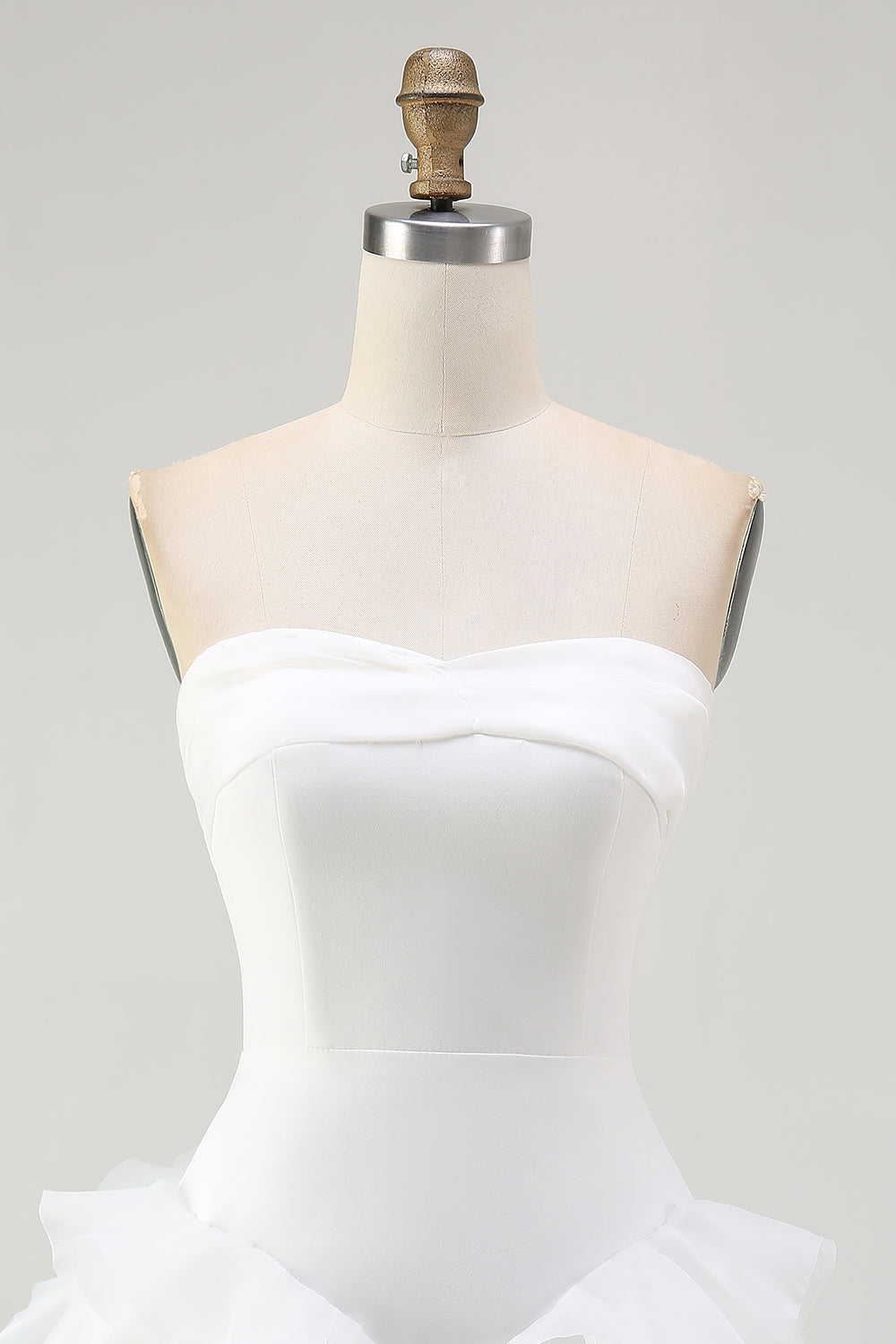 Cute White Strapless Ruffled A Line Mini Dress