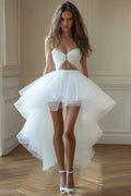 White Sweetheart Cut Out A Line Graduation Dress