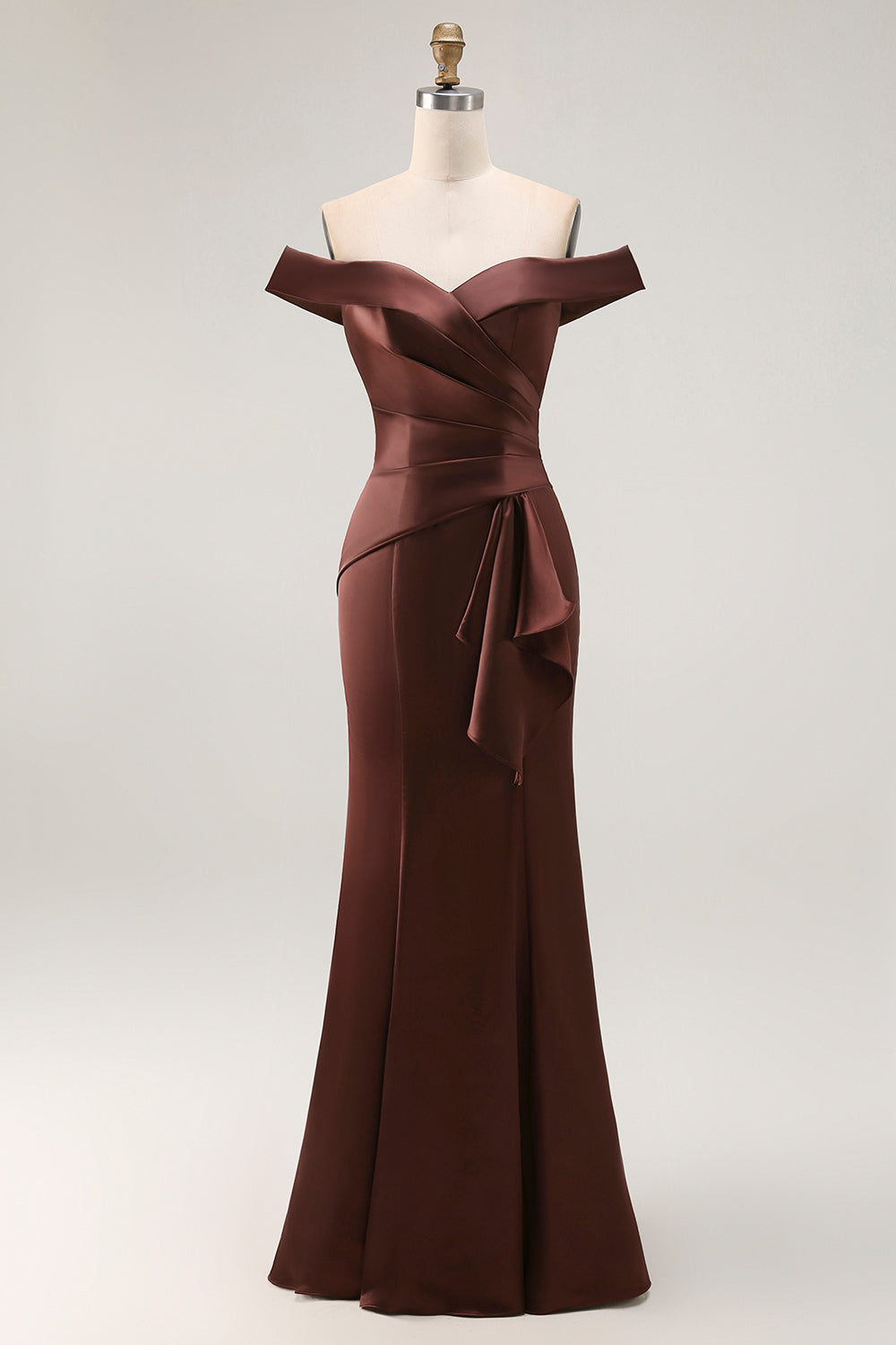Mermaid Off The Shoulder Brown Formal Dress