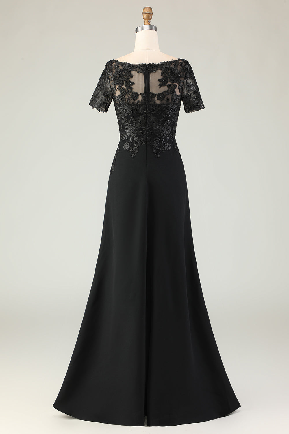Elegant Black Mother of the Bride Dress with Appliques
